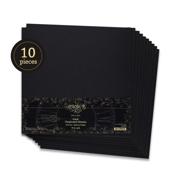 Black 12×12 Chipboard Sheets (10 pack)
