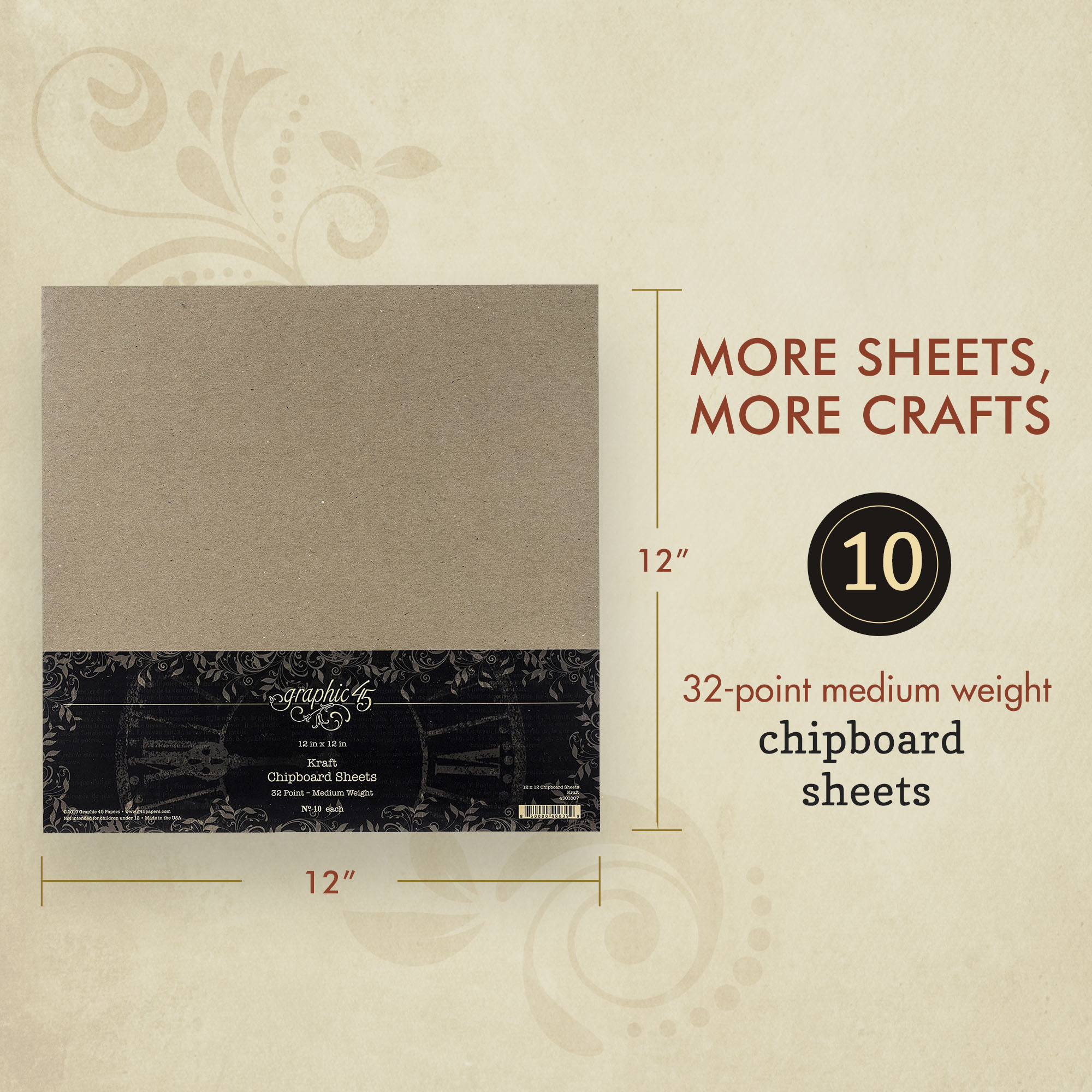Chipboard Cardboard Sheets - Medium Weight - 50 per Pack. (8.5 X