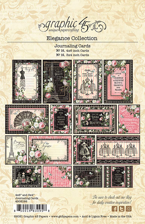 Graphic45 ELEGANCE COLLECTION PACK scrapbooking 16 PAPERS STICKERS 
