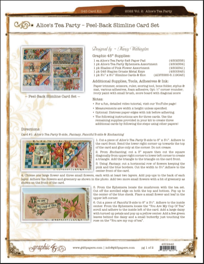 peel back slimeline card set, vol 02, Alice's Tea Party, project sheet