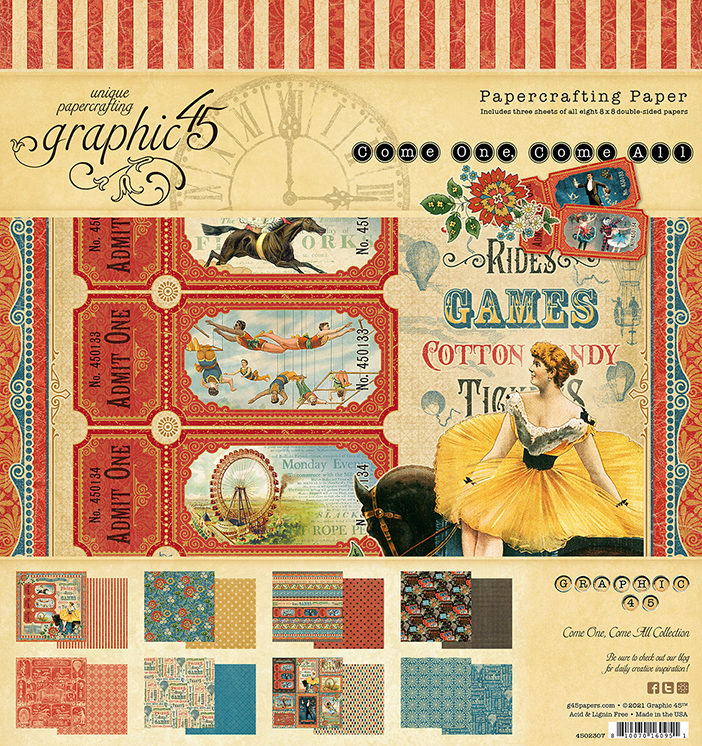Graphic 45 CATCH OF THE DAY 8x8 Paper Pad 24 Sheets Mixed Media Scrapbook 