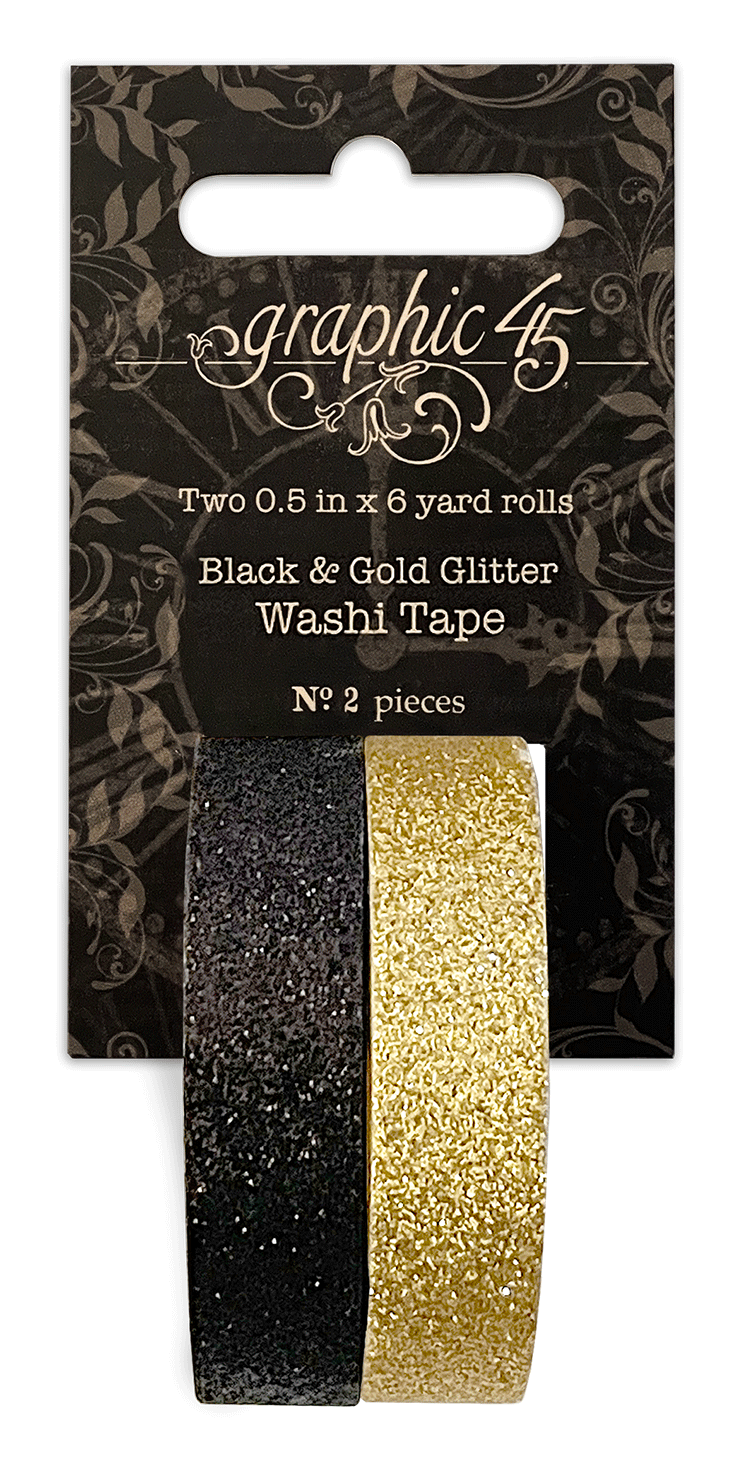 Black & Gold Glitter Washi – Graphic 45 Papers
