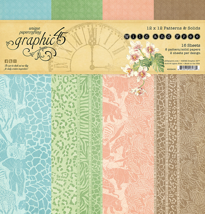 Graphic 45 4501872 Bloom 12x12 Patterns & Solid Pad Craft Paper Multi 