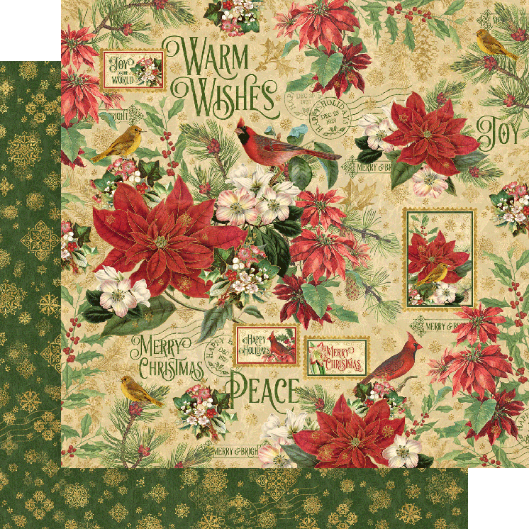 5pc Graphic 45 The Twelve Days of Christmas Collection Scrapbook Paper  12x12 NEW