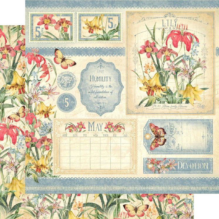 Graphic 45 Flower Market Double-Sided Cardstock 12X12-July