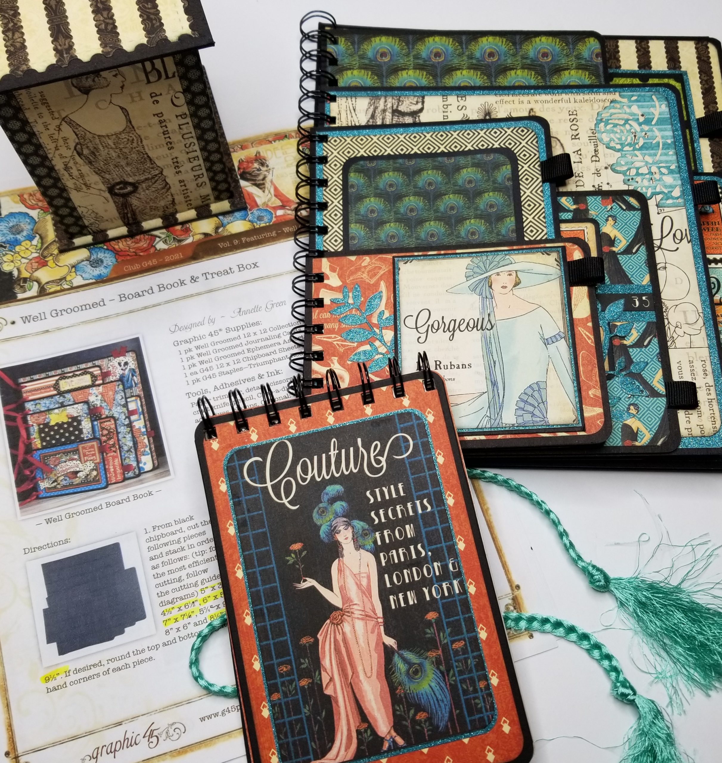 Couture, Graphic 45, Board Book, Notebook, Box, Jenn DuBell