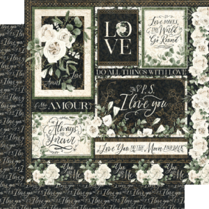 Gray Digital Paper, Floral Scrapbook Paper Pack, Floral Collage