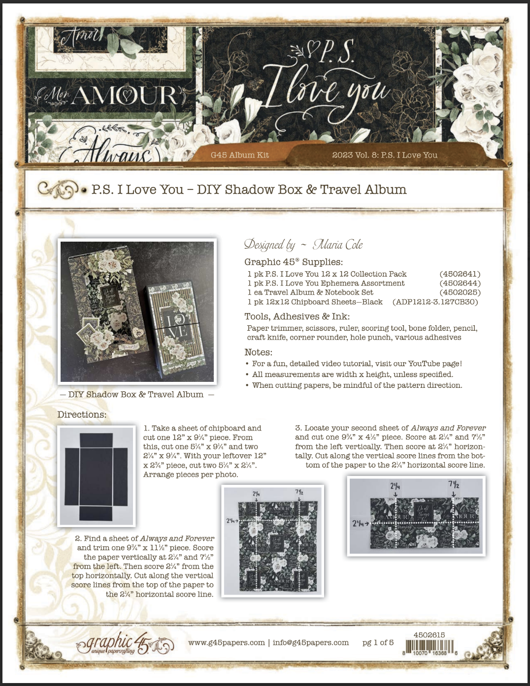 Album Kit 23 V8 – P.S. I Love You – Graphic 45 Papers
