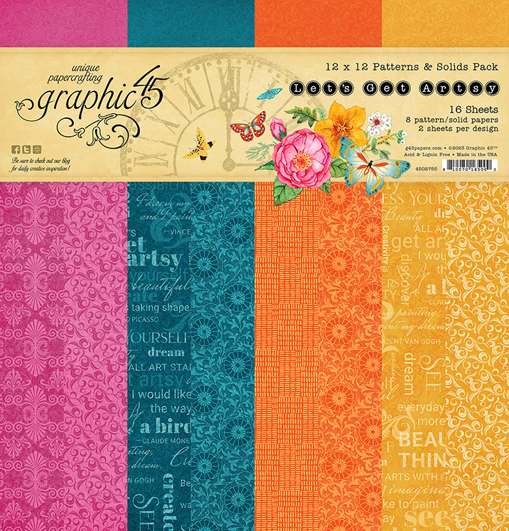 Let's Get Artsy 12×12 Patterns & Solids Pack – Graphic 45 Papers
