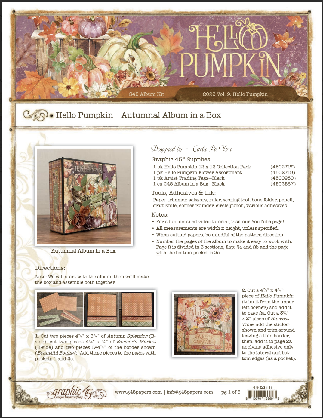 Hello Pumpkin 8×8 Collection Pack – Graphic 45 Papers